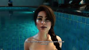 Трахаю горячую милфу в бассейне под луной света, большие сиськи,  аниме-видео геймплея