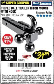 Check spelling or type a new query. Haul Master Triple Ball Trailer Hitch Mount With Hook For 34 99 Harbor Freight Coupons