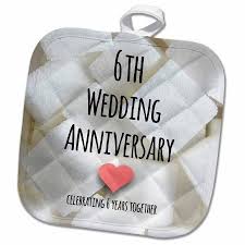 3drose 6th Wedding Anniversary Gift Sugar Celebrating 6 Years Together Sixth Anniversaries Six Yrs Pot Holder 8 By 8 Inch White 6th Wedding Anniversary Wedding Anniversary Gifts Anniversary
