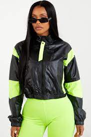 Shine Bright And Look Fly In Our Neon Color Block Windbreakers Features A Conventional Zipper Opening With A Windbreaker Cool Outfits Black Biker Shorts