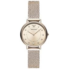 Emporio armani is the first line launched by giorgio armani in 1981. Emporio Armani Women S Crystal Mesh Bracelet Strap Watch Rose Gold Ar11129 At John Lewis Partners