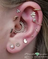 Can You Tell What We Added To Devon S Ear Rose Gold Lightning Bolt In A Healed Forward Helix From Alc Earings Piercings Cool Ear Piercings Cute Ear Piercings