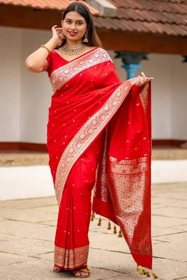 Teal Blue & Silver Zari Kanchi Silk