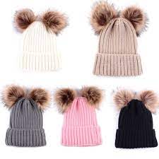 Baby Toddler Faux Fur Double Pom Pom Hats Sartorial Jce
