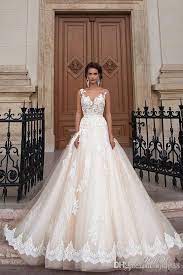 Stunning 2016 Milla Nova Sheer Castle Wedding Dresses Ball Illusion Back Appliques Lace Chapel Train Wedding Dresses 2016 Wedding Dresses Wedding Dresses Lace