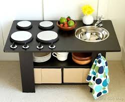 Kids Kitchen From A Coffee Table Diy Play Kitchen Play Kitchen Coffee Table Kitchen