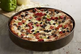 Bj S Brewhouse Deep Dish Pizza Vegetarian Mushrooms Green Bell Peppers Black Olives White Onions And Seasoned Tomatoes Vegetarian Menu Chicago Style Deep Dish Pizza Vegetarian