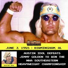 39 years ago today: Austin Idol defeats Jimmy Golden (aka Bunkhouse Buck)  to capture the NWA Southeastern Heavyweight Championship. 🗓️ June 3, 1985  🗺️ Birmingham, AL 🔗 @austinidol @nwa #austinidol #nwawrestling  #nationalwrestlingalliance #