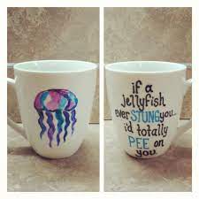 Jellyfish Coffee Mug On Etsy 15 00 Diy Mugs Mugs Sharpie Crafts
