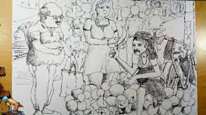 Materials used in kids friendly drawing How To Draw Village Market Scenery Preuzmi