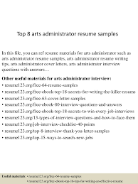 top 8 arts administrator resume samples