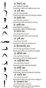 The Sun Salutation With The Mantra And The Meaning Yoga Mantras Mantras Vedic Mantras