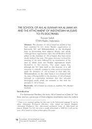 Pdf The School Of Ahl Al Sunnah Wa Al Jama Ah And The Attachment Of Indonesian Muslims To Its Doctrines