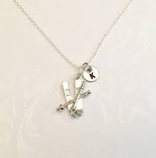 Skiing Necklace With Initial Perfect Gift For Anyone That Etsy Initial Necklace Gift Necklace Real Diamond Necklace