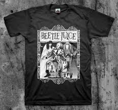 Beetlejuice is an american horror comedy film about a young couple who die in a car crash and come back as ghosts, haunting their old house and navigating the afterlife. Beetlejuice Cover On A Black Shirt