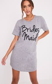 Bridesmaid Grey Slogan Oversized Nightshirt Onesies Nightwear Prettylittlething Uk Prettylittlething Com Casual Dress Night Shirt Fashion