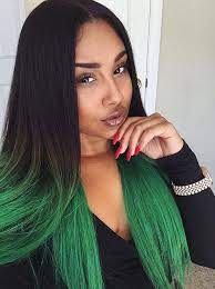 Cardi b wears a blue, green, and black wig to match her seafoam green dress and black patent bikini in a new instagram video. Hair Chalk In Love With Her Green Hair Tips