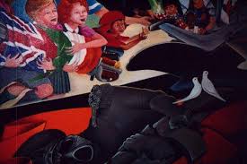 Denver international airport is decorated with murals. Denver International Airport Colorado Airport Technology
