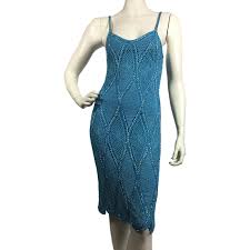 Karen Millen Turquoise Crocheted Dress Withe Beads Dresses Viscose Blue Ref 70780 Joli Closet