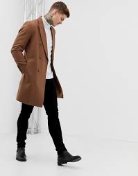 Asos design wool mix overcoat in camel size xs slimfit beige. Asos Design Wool Mix Double Breasted Overcoat In Dark Camel Asos