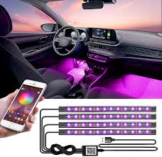 Amazon Com Led Interior Car Lights App Controlled Car Interior Lights With Usb Port Multicolor Car Led Lights Interior As Ambient Lights Music Sync Interior Led Lights For Cars With Sound Active Function Automotive