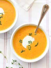 This healthy soup gets its wonderfully creamy texture from purèed carrots and sweet potatoes rather than cream. Healthy Ginger Carrot Soup Recipe Foodiecrush Com
