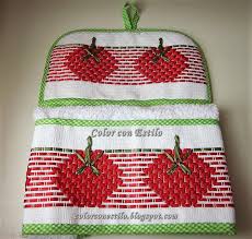 Secador De Cocina Con Aplicacion De Tomates Bordados Con Cintas En Vagonite Practico Toallas Bordadas En Cinta Cintas Bordados En Cinta