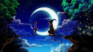 Share the best gifs now >>>. Girl And Witch Wallpaper Anime Anime Girls Night Sky Hd Wallpaper Wallpaper Flare