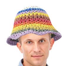 SHZONS Rainbow Hat for Women,Rainbow Straw Sun Hat Beach Colorful