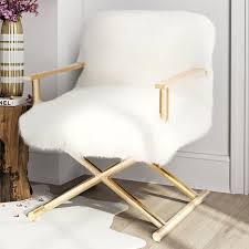 The Fabulously Fluffy Chair Looks Glam In Gold And Is A Perfectly Poised Director Chair They Love How Collection S Genuine Sheepskin Chair Decor Fluffy Chair