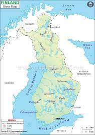 It is located between sweden and russia, bordering the baltic sea, the gulf of bothnia, and the gulf of finland, in the north it borders the tip of norway. Finland River Map World Map Europe Map Finland