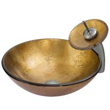 liquid gold glass vessel sink and