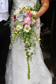 Www.fbdesign.com.au p25 fully wired bridal bouquet of white calla lilies and white roses with tropical foliage. Beautifully Blended Water Colour Shades Of Fresh Lily Of The Valley Peonies Bumble Bee Wedding Bouquets Cascading Wedding Bouquets Wildflower Wedding Bouquet