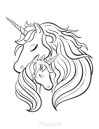 Cute cartoon vector unicorn with rainbow coloring page. Unicorns