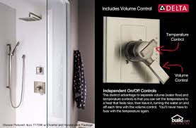 The spout and handle bases of the delta vero lavatory 3553lf faucet are 2&quot; Delta T17t253 Vero Shower Trim Package With Independent Volume Control Tempassure And Touch Clean Technologies Faucet Delta Faucets Shower Tub Shower Faucet