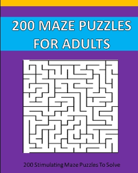 White jigsaw puzzle pieces on a blue background. 200 Maze Puzzle For Adults 200 Maze Puzzles To Solve Large Print Paperback The Book Table