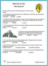 Many people think they are experts on the subject, but few will be able to get all 30 of these difficult bible quiz questions … Fun Bible Quiz For Kids