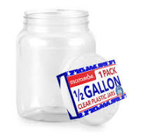 Amazon.com: Stock Your Home Half Gallon Clear Plastic Jars with Lids (1  Pack) 64 oz Wide Mouth Large Jar with Lid, Big Container for Candy,  Cookies, ...