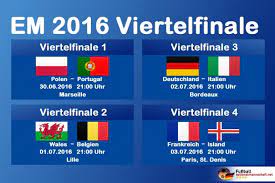Die deutsche u21 trifft im viertelfinale der europameisterschaft auf dänemark. Em Viertelfinale Fussball Em 2016 Spielplan Fussball Em 2016