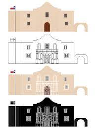 The Alamo Mission In San Antonio Alamo San Antonio Outline Illustration