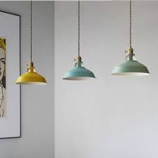 Industrial Hanging Pendant Light With Colorful Barn Shade 1 Light Pendant For Dining Table Restaurant Kitchen White Black Blue Green Grey Pink Yellow Hanging Pendant Lights Pendant Light Hanging Lights Kitchen