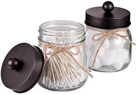 Light your vanity with a brand new look. Amolliar Mason Jar Bathroom Vanity Organizer Rustic Farmhouse Decor Bronze Bathroom Accessories Qtip Dispenser Holder Canister Glass For Q Tips Cotton Swabs Rounds Ball Flossers Bronze 2 Pack Buy Online At Best Price