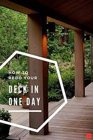 Diy A Deck Redesign For A Budget Friendly New Look Learn How To Redo Your Deck In A Day Just Clean Prime And Coat Building A Deck Deck Design Diy Deck