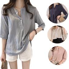N e w koleksi bajudresskorea.com blouse motif garis terbaru dengan bahan sifon yang. Blouse Lengan Panjang Model V Neck Motif Garis Garis Aneka Warna Untuk Wanita Shopee Indonesia