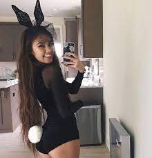 Do you have 10 seconds? Picture Of Playboy Bunny Costume With A Black Velvet And Tulle Body A White Tail And Ears