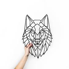 Metal Wall Art Geometric Wolf Head Steel Home Decor Polygonal Etsy Geometric Wolf Geometric Animals Geometric Drawing