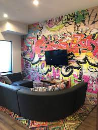 Browse living room decorating ideas and furniture layouts. Wall Art Graffiti Brick Wall Accent Wall Diy Home Decor Bold Pop Street Art Graffiti Bedroom Graffiti Room Apartment Decor