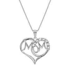 Silver heart necklace i love my mom mother. Brilliance Fine Jewelry Brilliance Fine Jewelry Diamond Mom Heart In Sterling Silver Pendant 18 Walmart Com Walmart Com