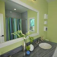 A playful blue and white mosaic tile will really make your bathroom shine. Pretty Green Bathroom Love Green White And Grey Together Green Bathroom Green Bathroom Decor Green Bathroom Accessories