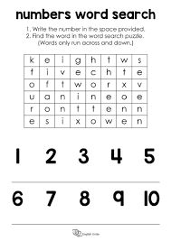 Numbers 1 10 Word Search Puzzle English Unite Number Words Worksheets Word Puzzles For Kids Number Words